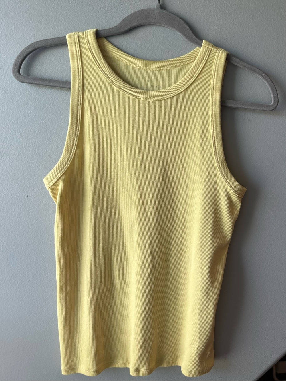 a new day Pale Yellow Ribbed Tank Top